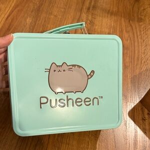 Pusheen Teal and Brown Cat Tin lunch box
